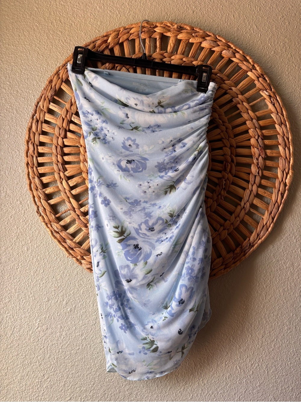 Light Blue Floral Draped mini dress
